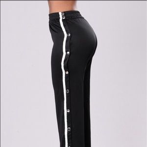 Striped joggers with side snaps (never worn!)